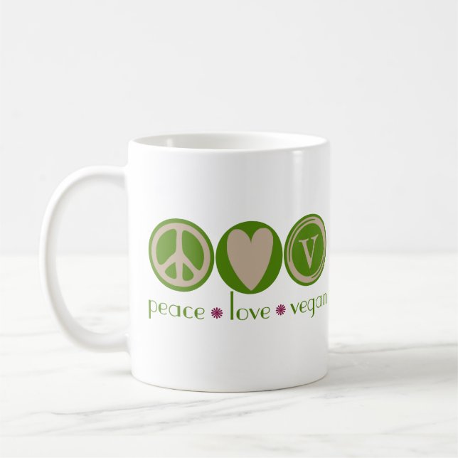 Taza De Café Vegano del amor de la paz (Izquierda)
