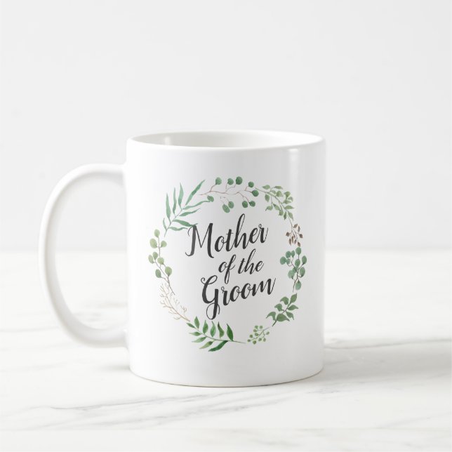 Taza De Café Vegetación Botánica de Leaf Wreath | Madre De Groo (Izquierda)