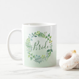 Taza De Café Vegetación de color de agua Novia Wreath