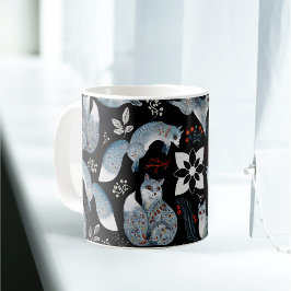 Taza De Café Vegetación roja de Fox azul nórdico