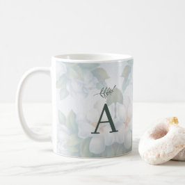 Taza De Café Vegetación Suculenta Hoja Mint Acuarela Botánica