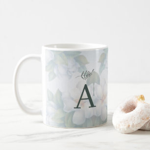 Taza De Café Vegetación Suculenta Hoja Mint Acuarela Botánica