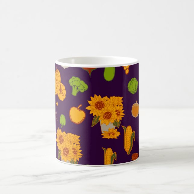 Taza De Café Vegetación Y Frutos De Cosecha Saludables De Otoño (Centro)