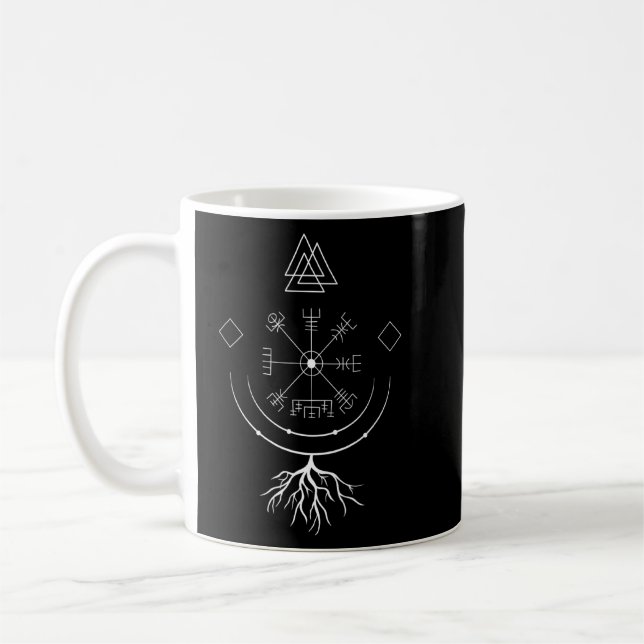 Taza De Café Vegvisir Compass De Mitología Nórdica Con Ru (Izquierda)
