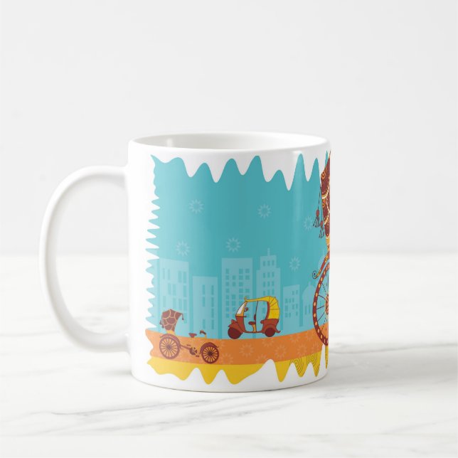 Taza De Café Vehículos indios únicos - carrito de ciclo (Izquierda)