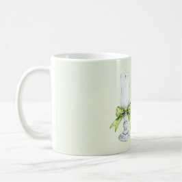 Taza De Café Vela Blanca con Lazo de Menta Brilla Fuerte
