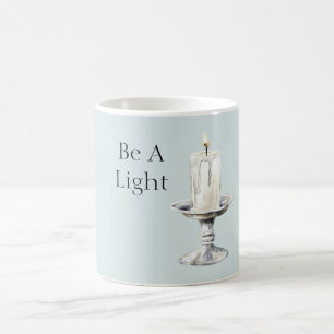 Taza De Café Vela Blanca Plateada Sé Una Luz