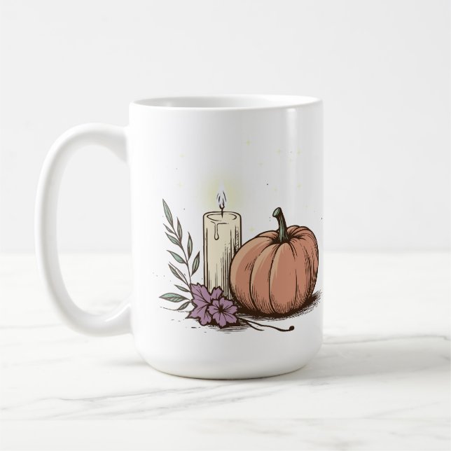 Taza De Café Vela de calabaza con resplandor suave (Izquierda)