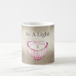 Taza De Café Vela de Corazón Rosa Dorado Champán Sé Una Luz