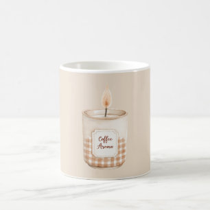 Taza De Café Vela de Cuadros Crema con Aroma a Café