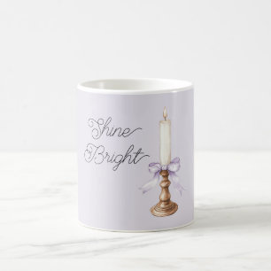 Taza De Café Vela de oro blanco con lazo de lavanda brillante