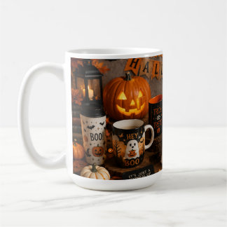Taza De Café Vela de Vidrio Esmerilado con Fantasma y Calabaza