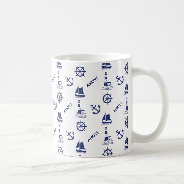 Taza De Café Vela Patrón Rpt Ilustrativo Marina Azul+Blanco (Derecha)