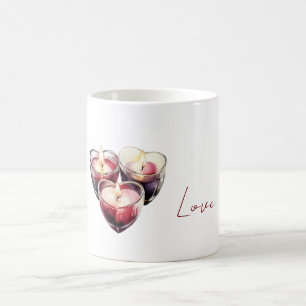 Taza De Café Velas Corazón Rojo