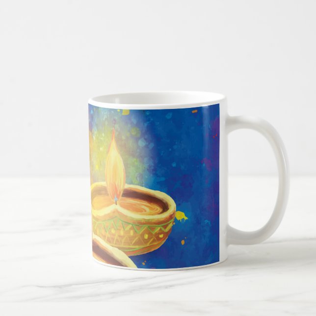 Taza De Café Velas illuminating felices de Diwali pintadas a (Derecha)