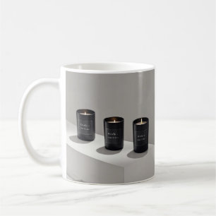 Taza De Café velas minimalistas de línea negra con pequeñas lla