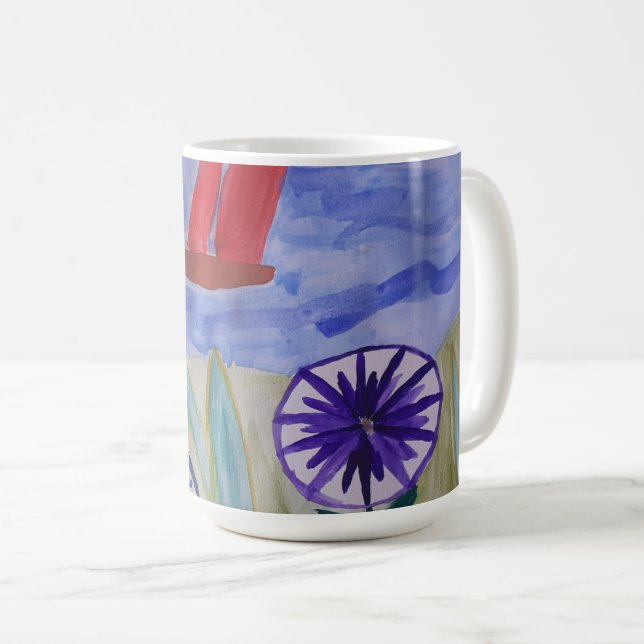 Taza De Café Velas y flores rojas (Anverso derecho)