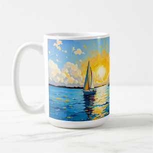 Taza De Café Velero al atardecer