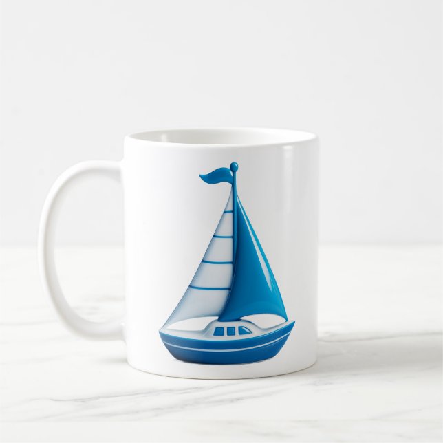 Taza De Café Velero Azul  (Izquierda)