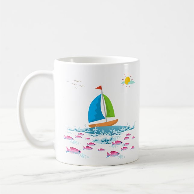 Taza De Café Velero y café rojo (Izquierda)