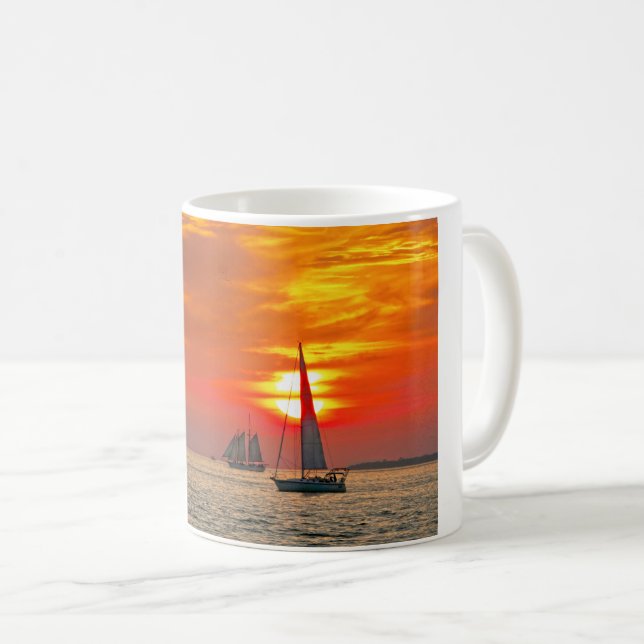 Taza De Café Veleros en Key West, Florida, Sunset (Anverso derecho)
