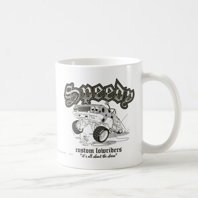Taza De Café VELOCIDAD GONZALES™ Personalizados Lowriders B/W (Derecha)