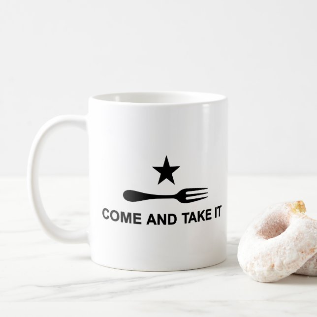 Taza De Café Ven y toma la horquilla (Con donut)