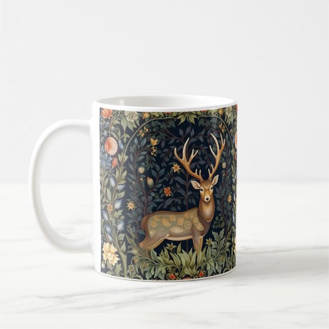 Taza De Café Venado Art Nouveau en el jardín (Izquierda)