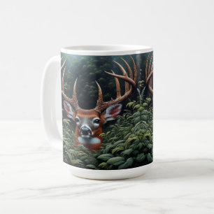Taza De Café Venado de cola blanca en follaje verde