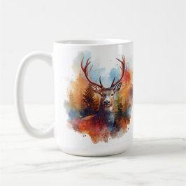 Taza De Café Venado en un bosque otoñal