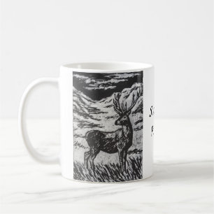 Taza De Café Venado escocés en blanco y negro de vidrio nevado