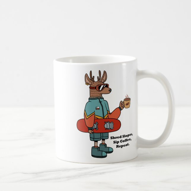 Taza De Café Venado Guay Con Snowboard (Derecha)