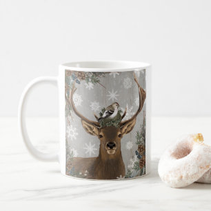 Taza De Café venado moderno rústico de madera venado de inviern