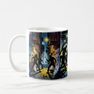 Taza De Café Vence — Escena Nocturna de Confrontación Urbana en