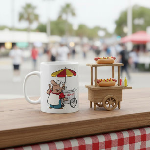 Taza De Café Vendedor de Carrito de Perros Calientes Comida Cal