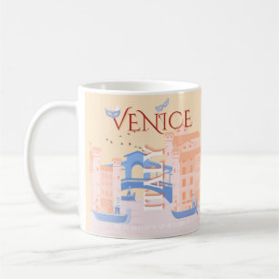Taza De Café Venecia Viajes Art, Italia, Viajes Art, Retro