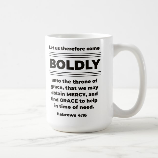 Taza De Café Venga Boldy Hebrews 4:16 KJV (Derecha)