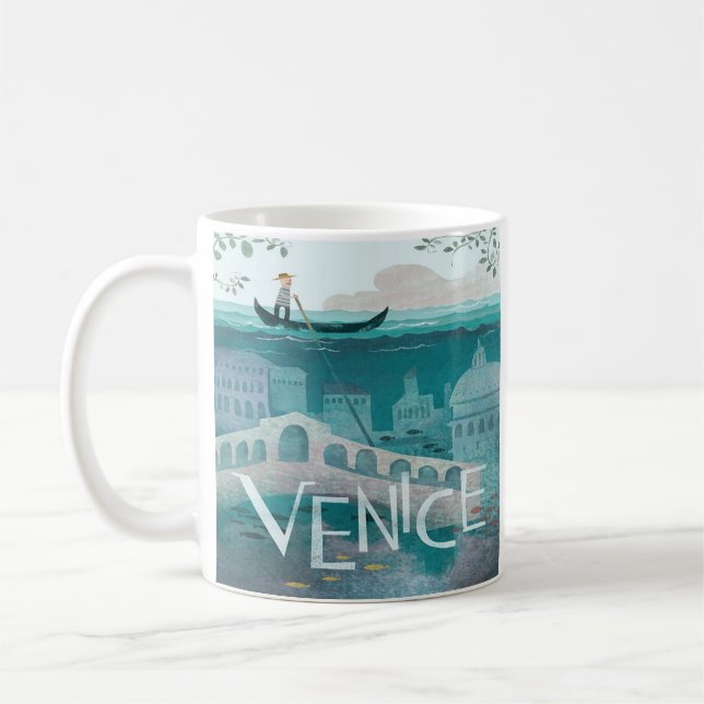 Taza De Café venice Italy Gondola viaje vacaciones retro post   (Izquierda)