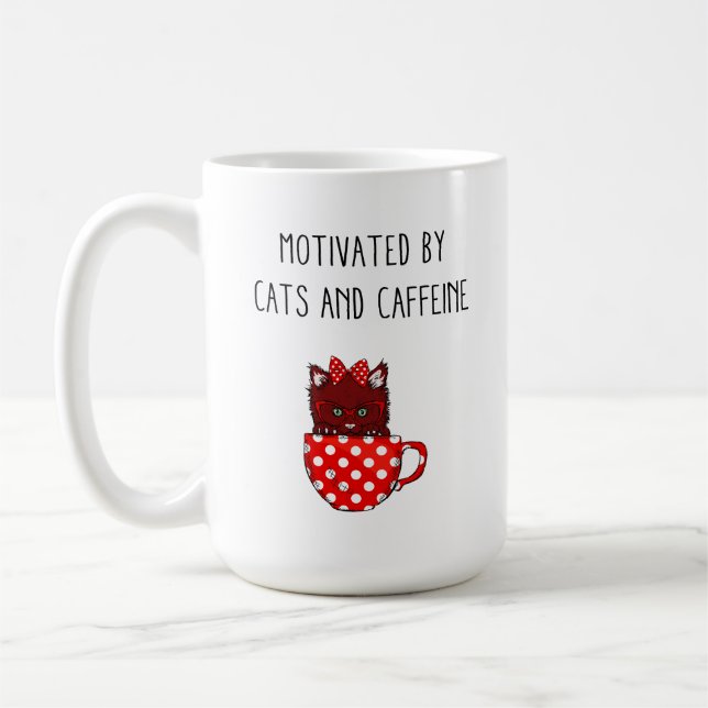 Taza De Café VENTA LIMITADA Motivada por Gatos y Caffeine Mug (Izquierda)