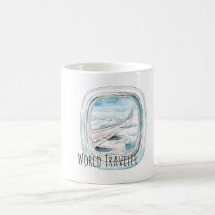 Taza De Café Ventana de avión de viaje mundial