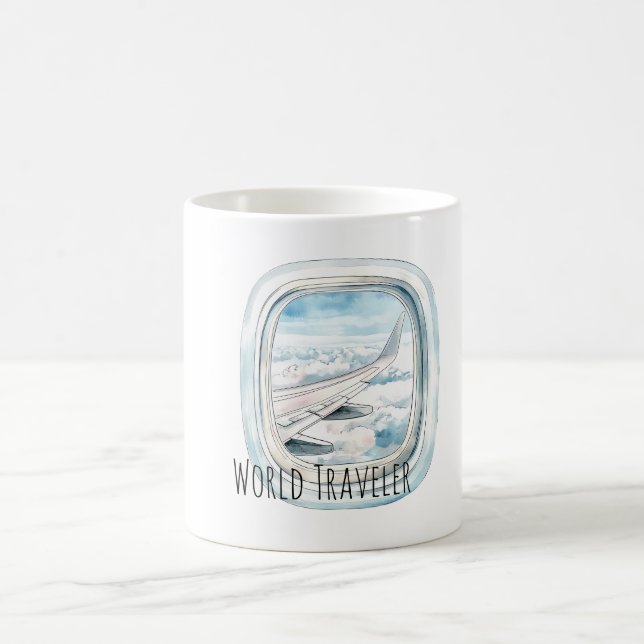 Taza De Café Ventana de avión de viaje mundial (Centro)
