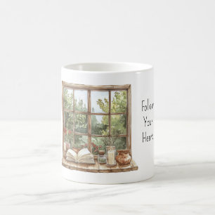 Taza De Café Ventana de Rosas Rojas