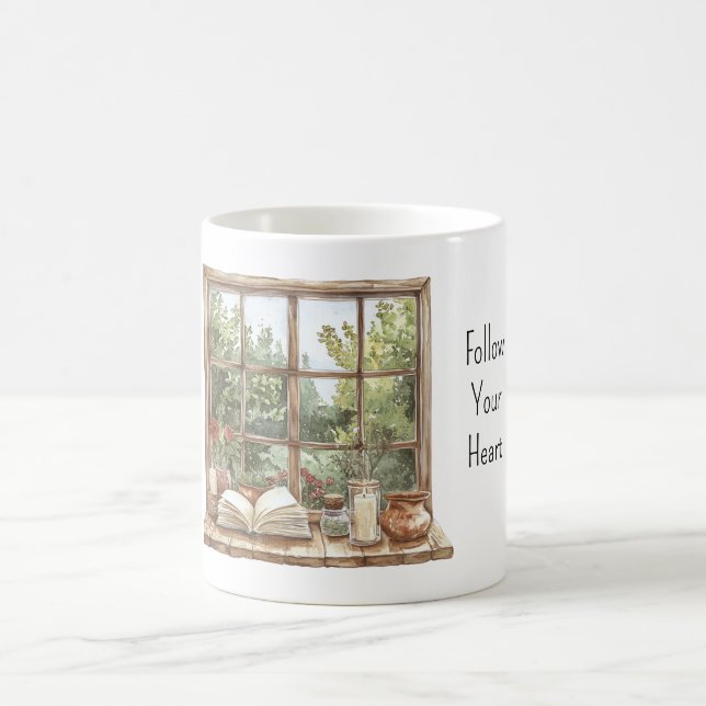 Taza De Café Ventana de Rosas Rojas (Centro)