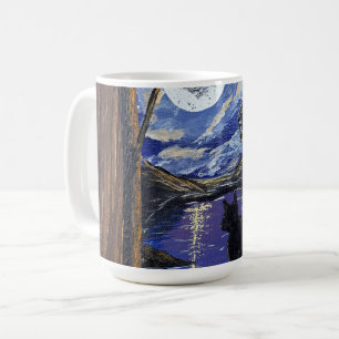 Taza De Café Ventana iluminada por la luna: obra de arte he
