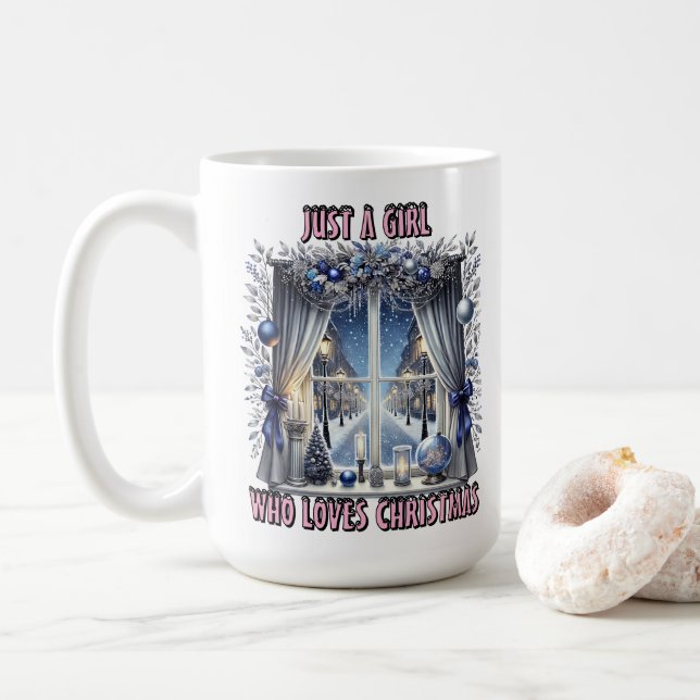 Taza De Café Ventana Navidades encantadores con vista de nieve (Con donut)