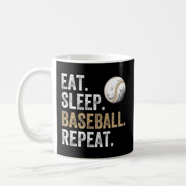 Taza De Café Ventilador Del Béisbol Repetido Del Béisbol Y El J (Izquierda)