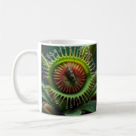 Taza De Café Venus Flytrampa Floral Verde y Rojo
