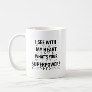 Taza De Café Veo Con Mi Corazón - Ceguera Braille