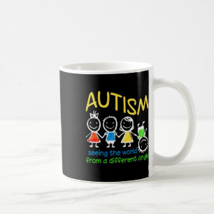 Taza De Café Ver El Mundo En Un Ánimo De Autismo Diferente