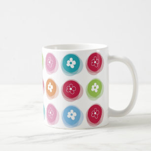 Taza De Café Verano Cute Daisy Flower Fuzzy Dots Colorful Fun
